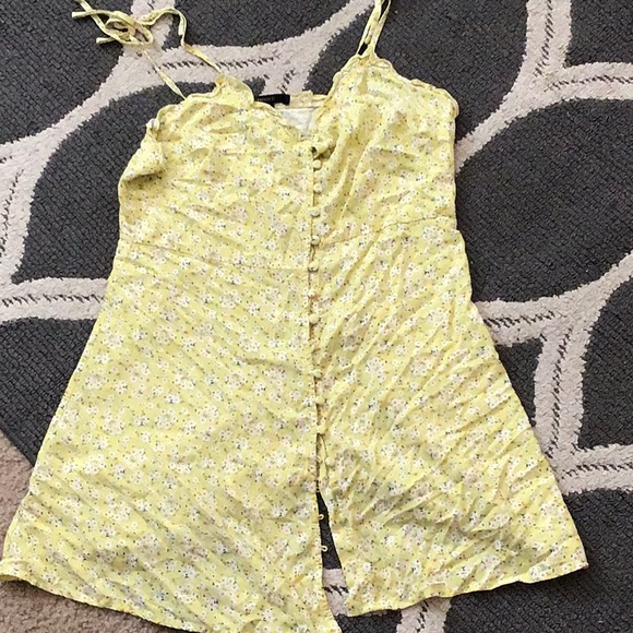 Forever 21 Yellow Floral Button up Dress - Picture 1 of 1